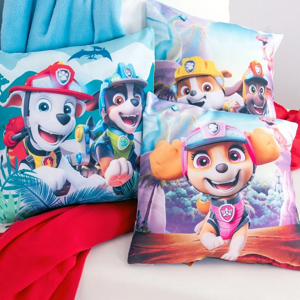 Herding Paw Patrol Dino Rescue pagalvėlė, 40 x 40 cm, 3 vnt. rinkinys, minkšta dekoratyvinė ir miela pagalvėlė vaikams, 100% poliesteris