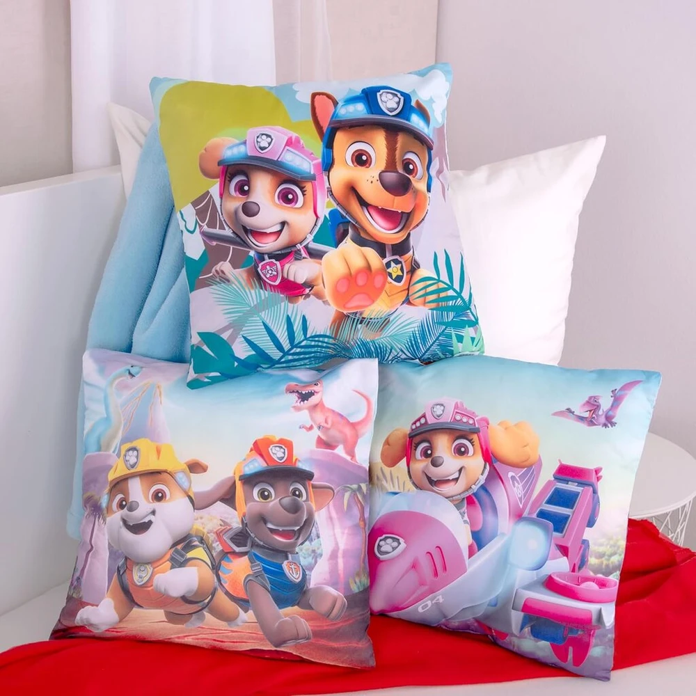 Herding Paw Patrol Dino Rescue pagalvėlė, 40 x 40 cm, 3 vnt. rinkinys, minkšta dekoratyvinė ir miela pagalvėlė vaikams, 100% poliesteris