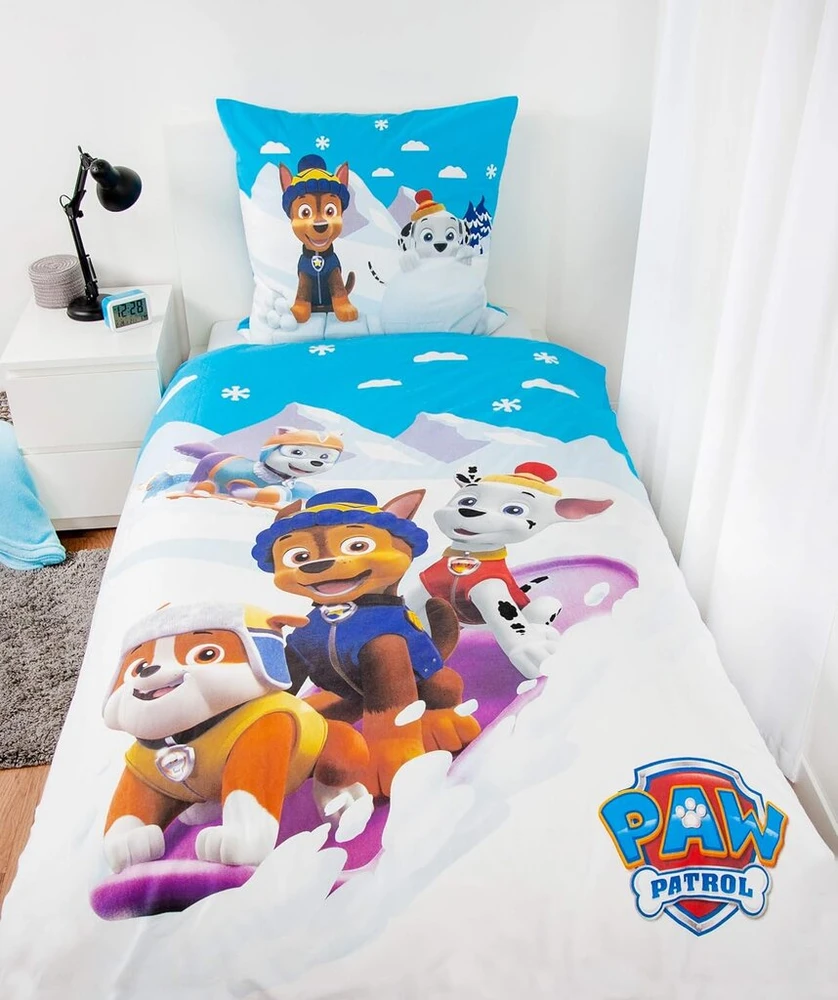 Herding Paw Patrol patalynės komplektas, pagalvės užvalkalas 80 x 80 cm, antklodės užvalkalas 135 x 200 cm, su praktišku užsegimu sagomis, 100% medvilnė/flanelė