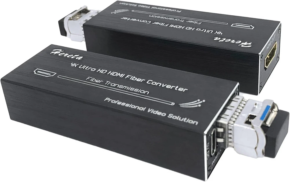 Hereta 4k Hdmi šviesolaidinis ilgintuvas su Sfp moduliu (lc prievadas) 20 km šviesolaidinis siųstuvas-imtuvas per vienmodį optinį šviesolaidį, nesuspaustas, be nuostolių, be delsimo, vienmodis vienas šviesolaidis