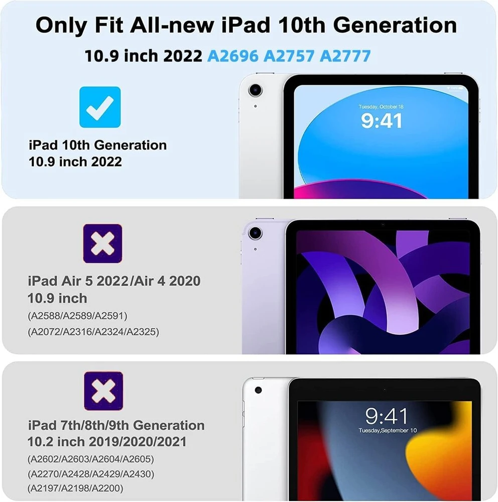 Herize dėklas, skirtas ipad 10 generation 2022 10.9 colių planšetiniam kompiuteriui, apsauginis dėklas, skirtas ipad 10-os kartos dėklui, tvirtas smūgiams atsparus apsauginis dėklas su rašiklio laikikliu, ipad 10-os kartos dėklas, juodas