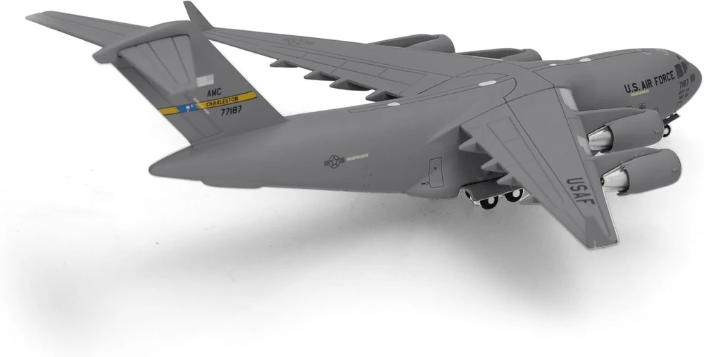 Herpa U.s. Air Force Boeing C-17a Globemaster Iii - 437th Airlift Wing Spirit of The Candy Bomber Miniatiūrinis 1:500 mastelio kolekcinis modelis be pagrindo, metalinis