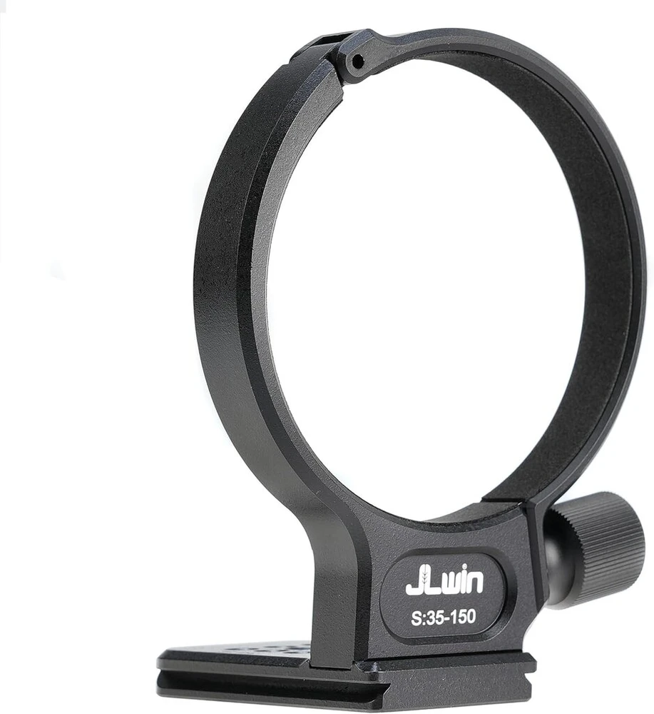 Objektyvas Hersmay 86 mm metalinis trikojo žiedo laikiklis, skirtas Samyang 35–150 mm F2–2.8 objektyvui, apačioje su 1/4" ir 3/8" sriegio varžto tvirtinimo „dovetail Groove“ greito atleidimo plokštele