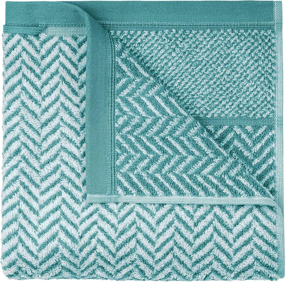 Rankšluostis Herzbach home rankšluosčių ir vonios rankšluosčių rinkinys, 100% medvilnė, raštuotas (ocean žalias / baltas, 2 vonios rankšluosčiai 70 x 140 cm)