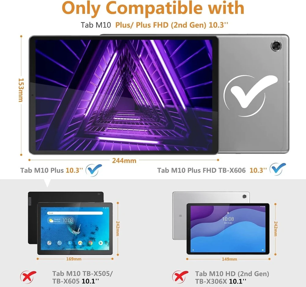 Hianjoo dėklas Lenovo Tab M10 Fhd Plus 10.3, plonas su stoveliu