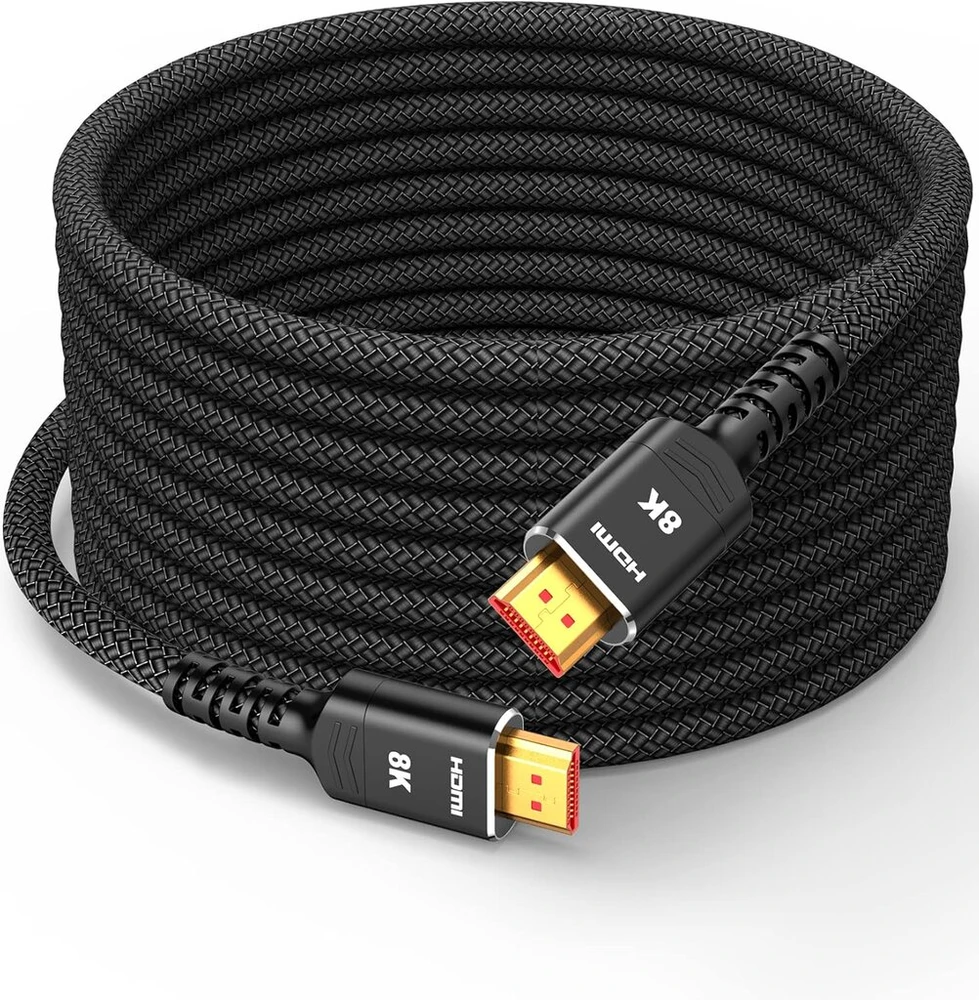 Highwings hdmi kabelis 12 metrų 8k, hdmi 2.1 kabelis 12 m 48 gbps 8k @ 60hz didelio greičio 4k @ 120hz 7680p earc hdcp 2.2 & 2.3 dts:x dinaminis hdr 10 dolby atmos suderinamas su soundbar hdtv monitoriumi
