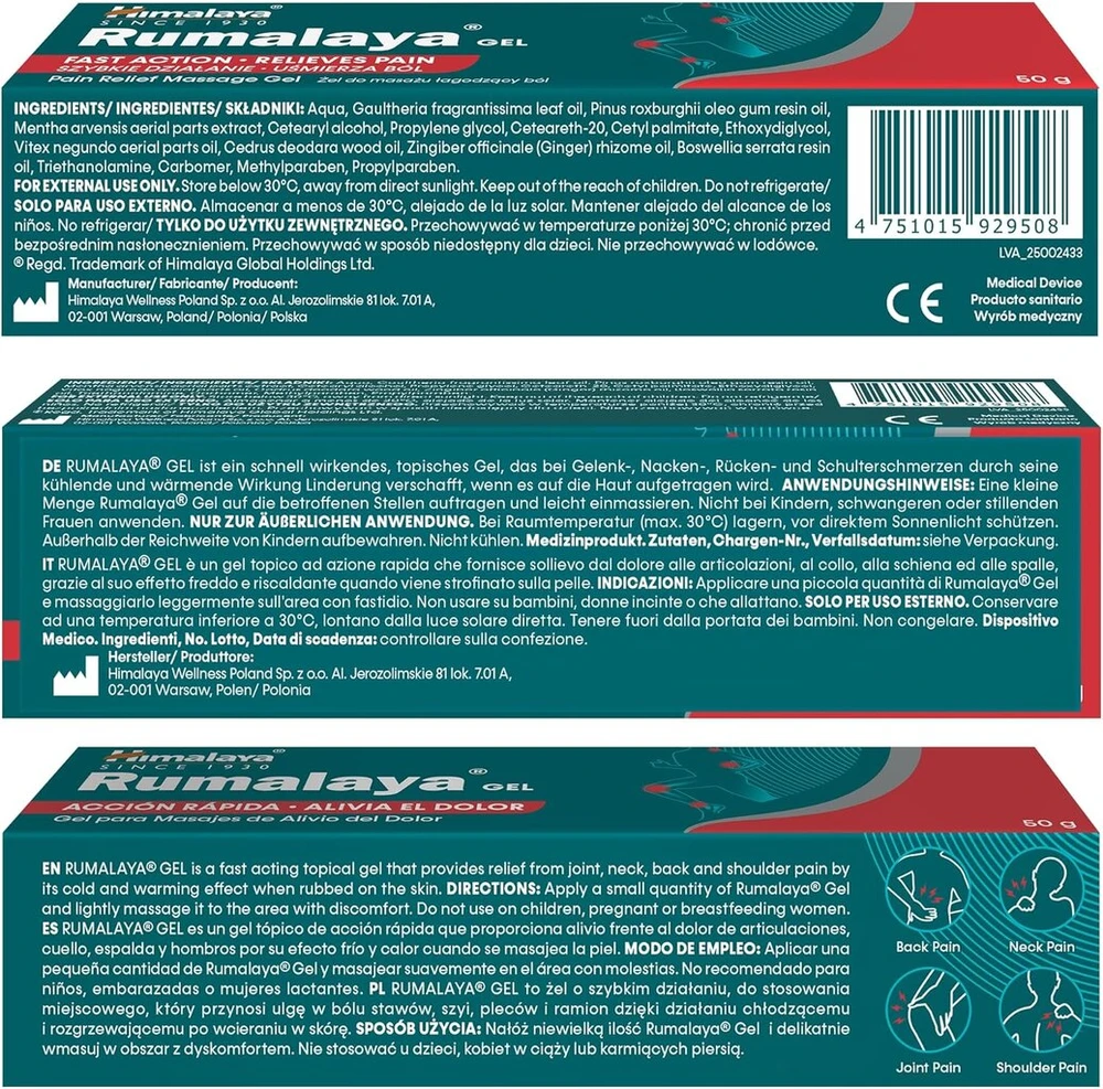 Himalaya Rumalaya raminantis gelis, greitai veikiantis masažo gelis atnaujintai gyvybingumui, 50 g