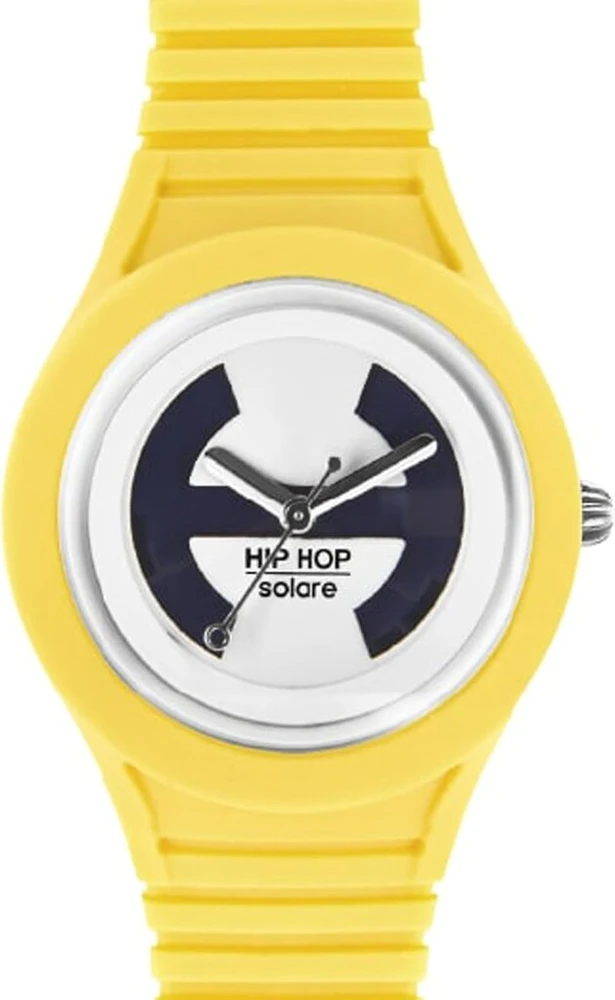 Hip Hop Laikrodis su Saulės energija, 34mm, Geltonas silikoninis dirželis