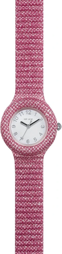 Hip Hop, Shimmer Crush kolekcijos moteriškas laikrodis su blizgančiu silikoniniu dirželiu ir lurekso audiniu, atsparus vandeniui kvarcinis mechanizmas, 32 mm korpusas, dovana moterims, apyrankė, apyrankė