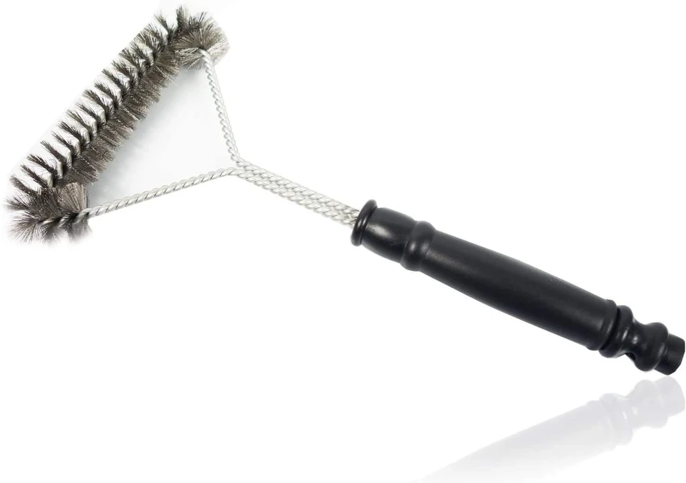 Hmh -shop grilio šepetys su nerūdijančio plieno šereliais, grilio priedai, valymo šepetys kepimo grotelėms, 30 cm vielinis šepetys, bbq šereliai iš 3 pusių, trijų pusių grilio šepetys, grilio valiklis dujiniam griliui, anglims