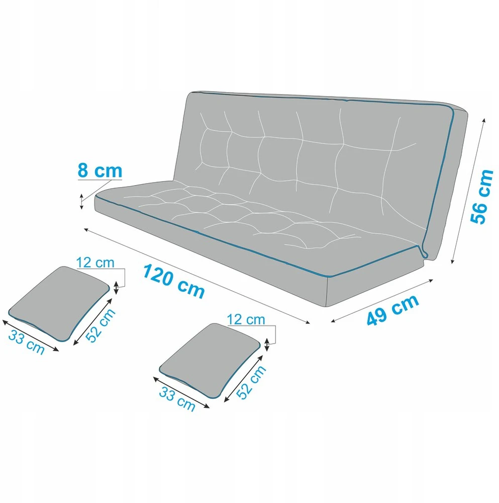 Hobbygarden Sūpynių pagalvė sodo suolui 120 cm storio, vandeniui atspari + 2 Jaśki