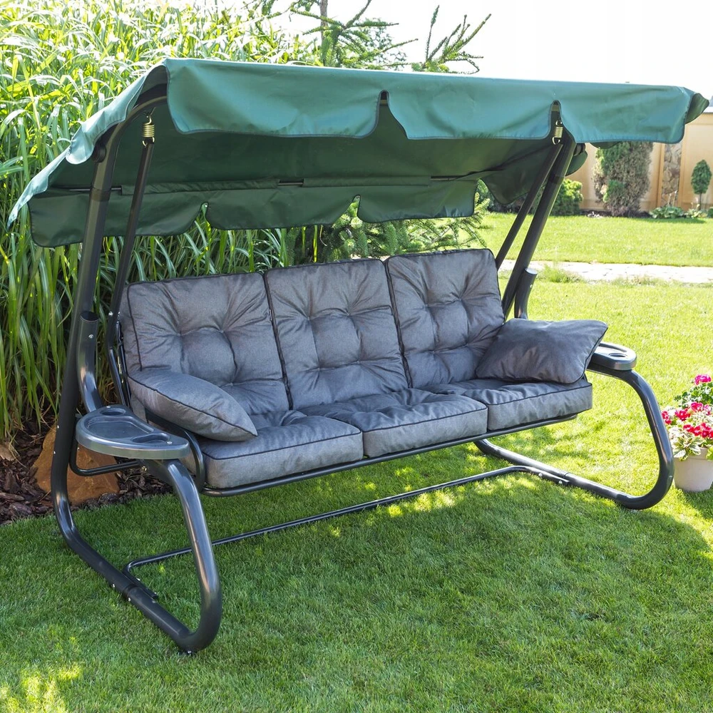 Hobbygarden Sūpynių pagalvėlė sodo suoliukui, 3 dalių komplektas, atspari vandeniui, anti-uv, 150 cm
