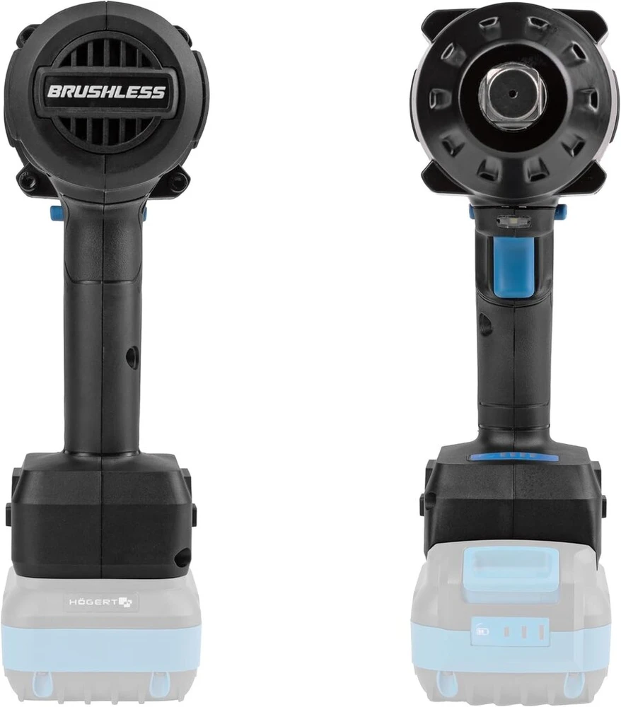 Högert Technik 18 V bešepetėlinis akumuliatorinis smūginis veržliaraktis, 1000 Nm sukimo momentas, 3/4 colio kvadratinė jungtis, Led lemputė, 3 sukimo momento lygiai, skirtas dideliems sukimo darbams