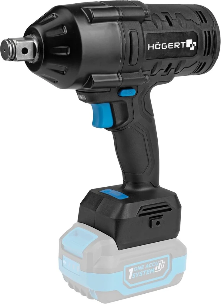 Högert Technik 18 V bešepetėlinis akumuliatorinis smūginis veržliaraktis, 1000 Nm sukimo momentas, 3/4 colio kvadratinė jungtis, Led lemputė, 3 sukimo momento lygiai, skirtas dideliems sukimo darbams