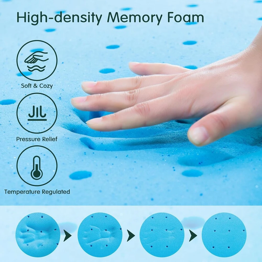 Čiužinys Hokway antčiužinis 180 x 200 cm - h2 minkštas memory foam antčiužinis, pagamintas iš gelinio memory foam su orui laidžiu ir skalbiamu oeko-tex sertifikuotu bambuko pluošto užvalkalu (7.5 cm aukštis)