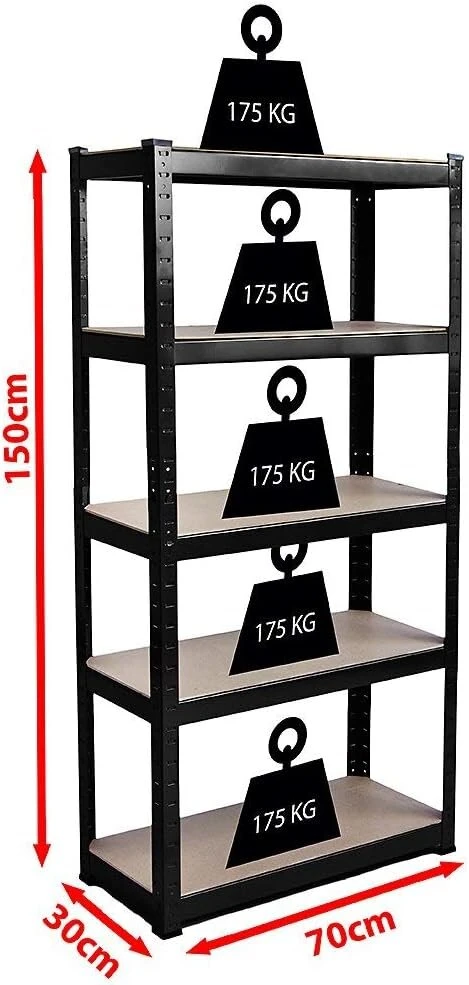 Home Discount 5 aukštų virtuvės lentyna, 875 kg, juoda