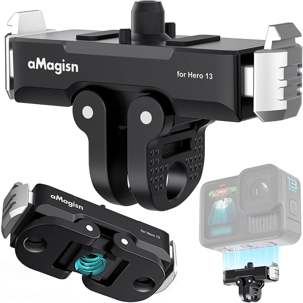 Objektyvas Honbobo magnetinis laikiklis gopro hero 13 juodas kamerai, gopro magnetinio uždarymo laikiklis (hero13 juodas), greito atlaisvinimo adapterio priedai šalmui/krūtinei/galvai/dviračiui/motociklui/automobiliui/asmenukių lazdai/trikojui