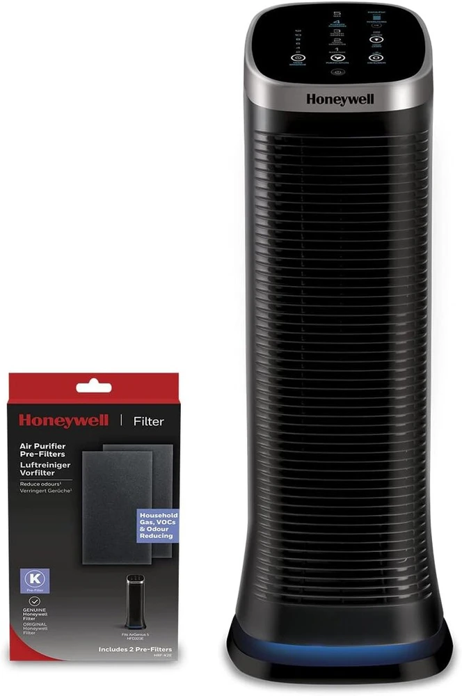 Honeywell Hrf-k2e K pakaitiniai pirminiai filtrai, suderinami su Hfd323e Air Genius 5 valytuvu, juodi