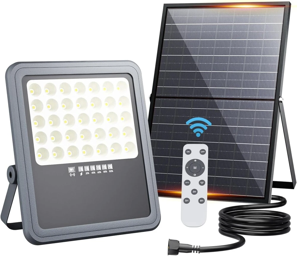 Hooled led saulės prožektorius, skirtas naudoti lauke su saulės baterija, 18000mah baterija, ip66 atsparus vandeniui, 6500k, saulės prožektorius, skirtas naudoti lauke su nuotoliniu valdymu (laikmačio funkcija)