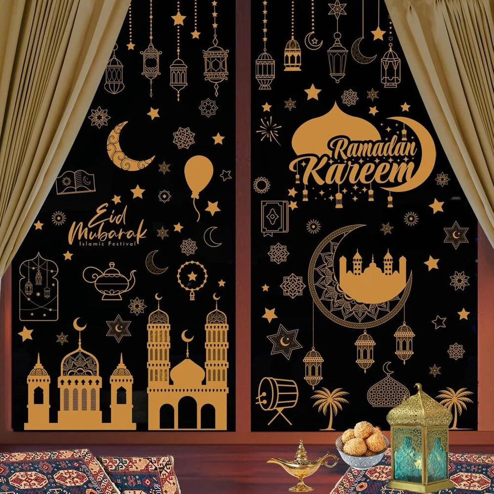 Plakatas Hoowa langų lipdukai ramadano langų lipdukas, eid mubarak dekoravimo langų paveikslėliai lipnūs ramadano lipdukai, langų lipdukas ramadano lipdukas ramadano dekoravimui langas