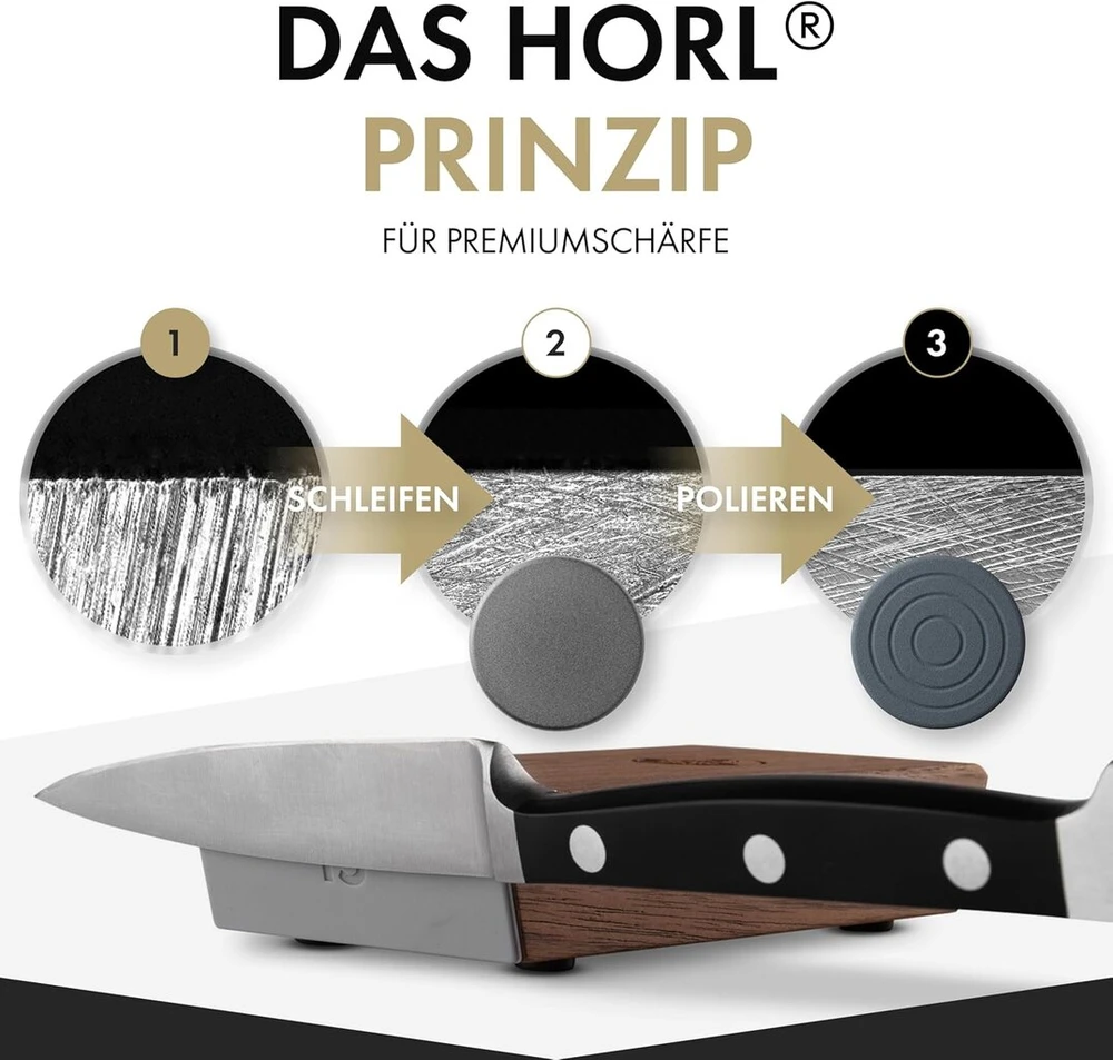 Horl 2 Walnut Roller Sander peilių galąstuvas - virtuvinių peilių galąstuvas itin aštriems ašmenims - peilių galąstuvas - paprastas peilių galandimo rinkinys - 15 ir 20 laipsnių kampui