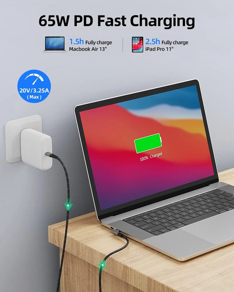 Hotnow Trumpas Usb-c į Usb-c kabelis 0,3 m, 3 vnt., stačiu kampu 30 cm 60 W Usb 2.0 greito įkrovimo kabelis, skirtas C tipo įrenginiams