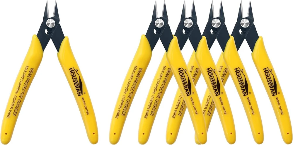 Houseran flush cutter, 5 vnt. 5 colių micro flush replės su spyruokle, šoninio kirpimo replės, mini vielos kirpikliai, modeliavimo replės, flush kirpikliai papuošalų gamybai, plastikiniams modeliams, kabelių raišteliams
