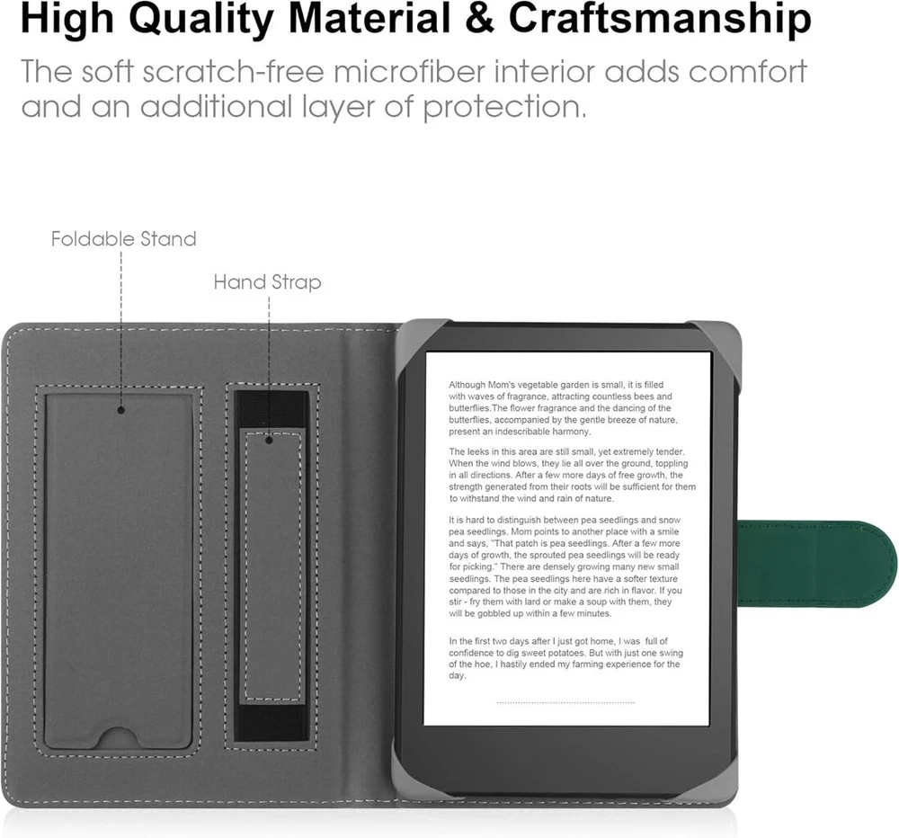 Hoyixi universalus dėklas 6.8 colių, 7 colių el. skaityklėms, suderinamas su Kindle Paperwhite 2024-2019/kobo Clara Hd/kobo Clara 2e odinis stovas apsauginis dėklas 6-6.8 colių Pocketbook/tolino/sony