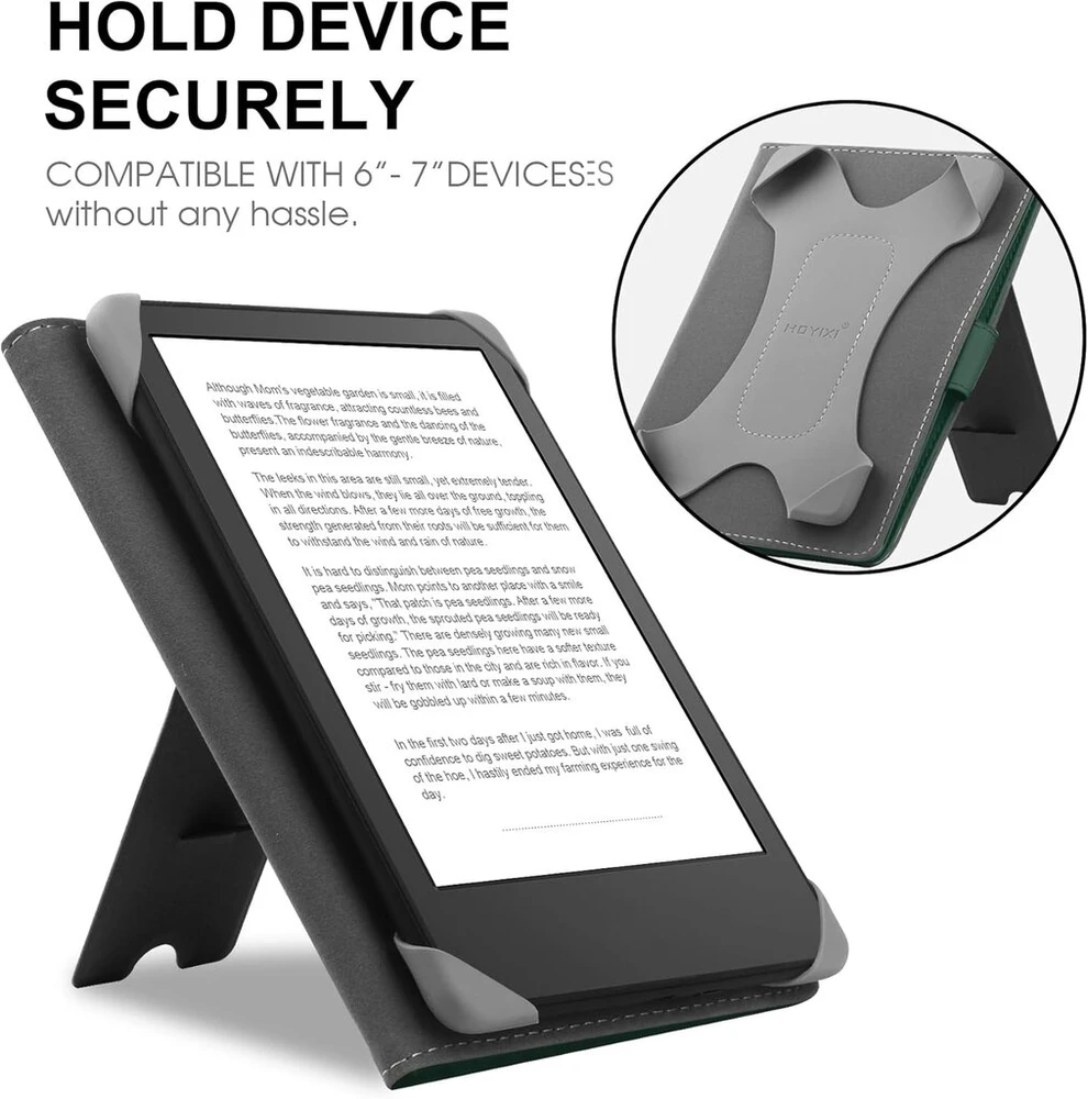Hoyixi universalus dėklas 6.8 colių, 7 colių el. skaityklėms, suderinamas su Kindle Paperwhite 2024-2019/kobo Clara Hd/kobo Clara 2e odinis stovas apsauginis dėklas 6-6.8 colių Pocketbook/tolino/sony