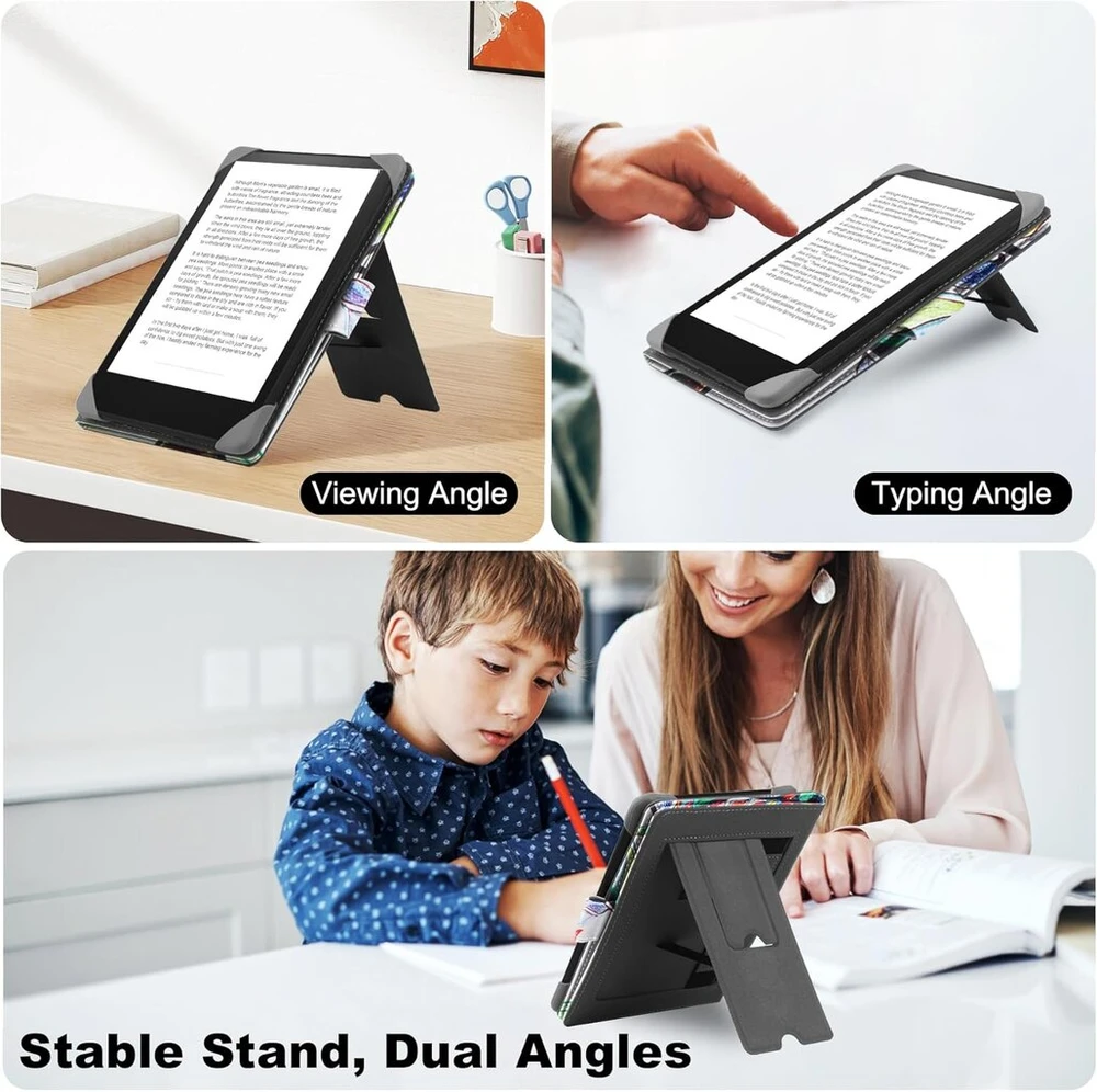 Hoyixi universalus dėklas, skirtas 6,8 colio, 7 colių Kindle elektroninių knygų skaityklėms, suderinamas su Paperwhite 2024-2019/kobo Clara Hd/kobo Clara 2e odinis stovas, apsauginis dėklas, skirtas 6-6,8 colio Pocketbook/tolino/sony