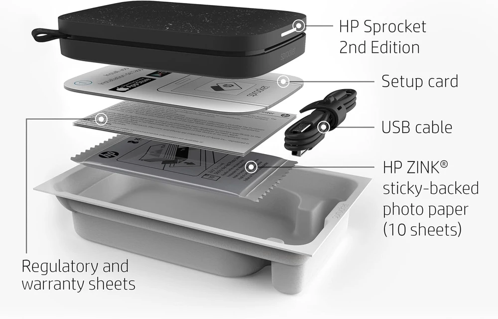 Hp Sprocket Nešiojamas Spausdintuvas - Momentinės Nuotraukos su Jūsų Telefonu