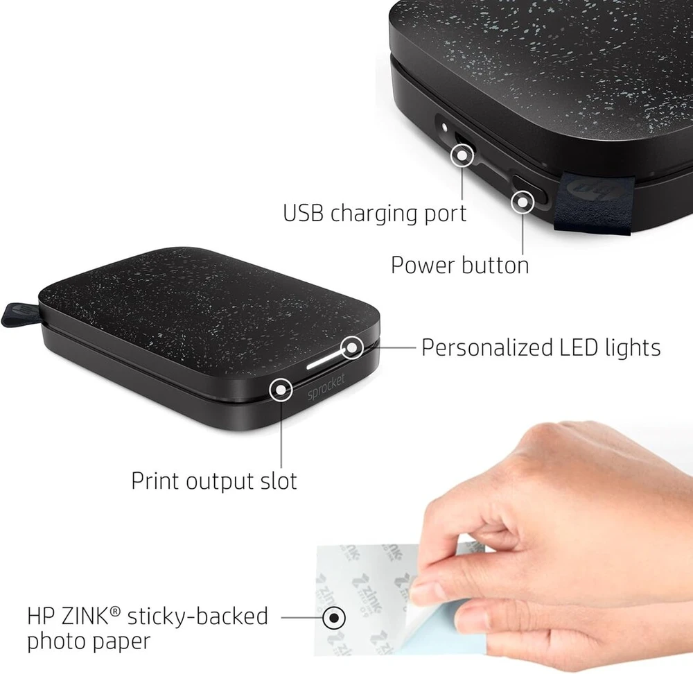 Hp Sprocket Nešiojamas Spausdintuvas - Momentinės Nuotraukos su Jūsų Telefonu