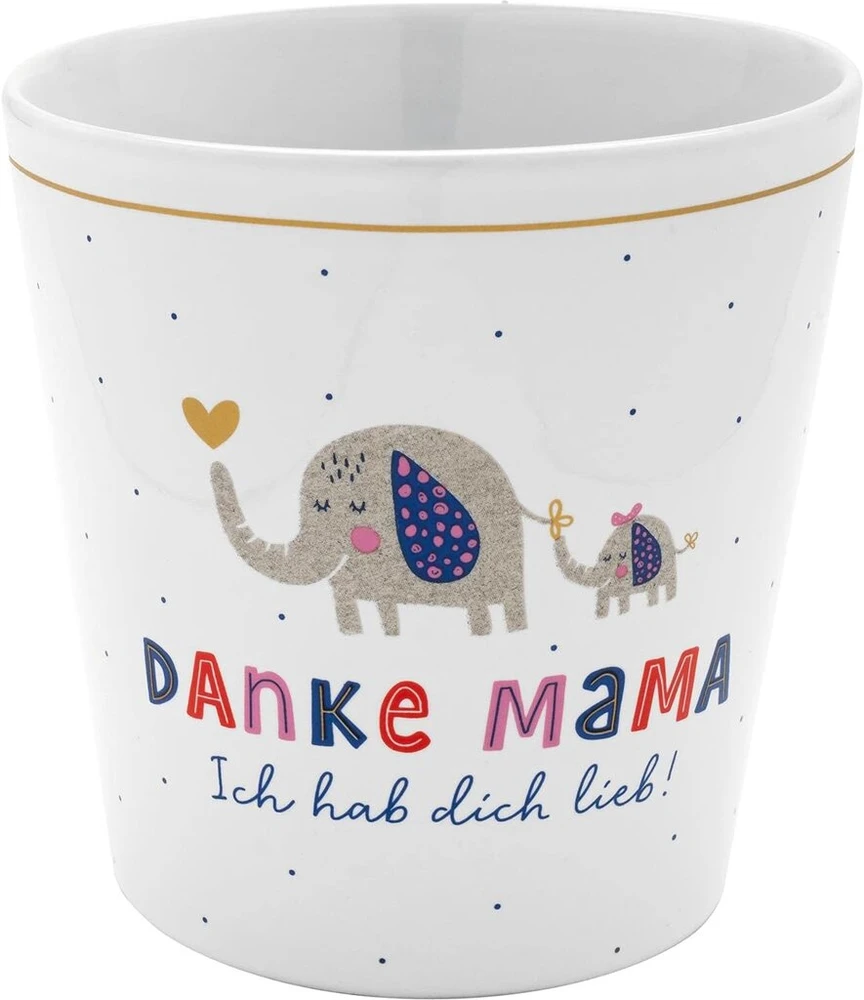 H:ppy Life gėlių vazonas su motyvu "danke Mama", akmens masės gėlių vazonas, aukštis 10,5 cm, su dovanų juostele, dovanų gėlės, gimtadienis, 47526