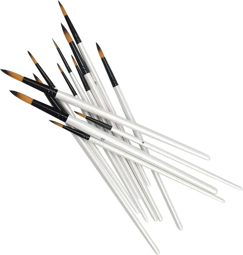 Hqdeal 12 dalių teptukų rinkinys, menininko teptukas, akrilinių dažų teptukų rinkinys, tapymo teptukas, apvalus, profesionalus nailoninių teptukų rinkinys akrilui, akvarelei, aliejiniams dažams, nagų dizainui