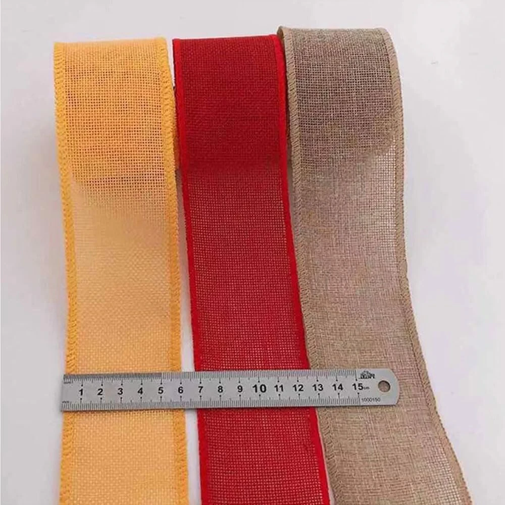Hrlace 6 ritinėlių pločio lininė juostelė spalvinga audinio juostelė 6 cm x 3 m džiuto juostelė natūrali dekoratyvinė juostelė vintažinė dovanų juostelė floristo juostelė kalėdinė lininė juostelė rankdarbiams, kaspinams, vestuvėms