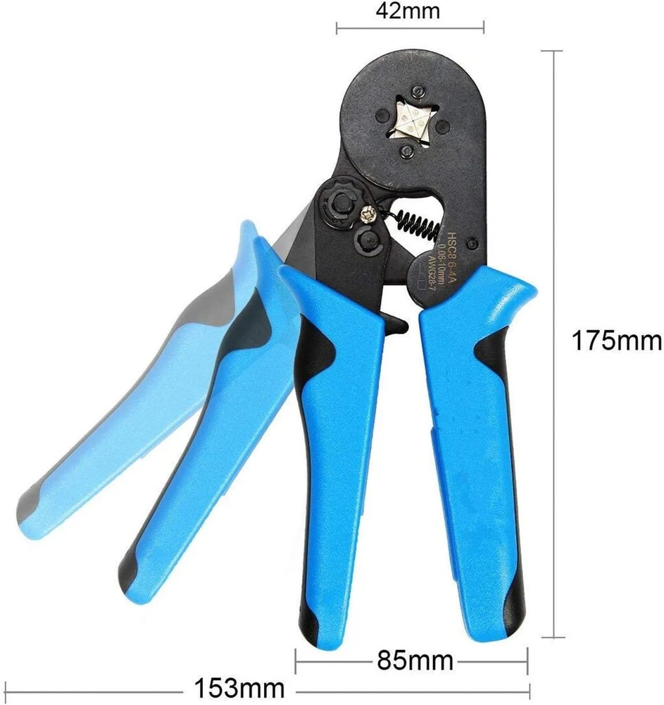 Hsc8 6-4 0.08-10 mm² savaime prisitaikantis vielos antgalių užspaudimo įrankių rinkinys, antgalių užspaudimo replės, vielos nuėmiklis, automatinis užspaudimo įrankis izoliuotiems, neizoliuotiems vielos lynų reketiniams kabelių antgaliams