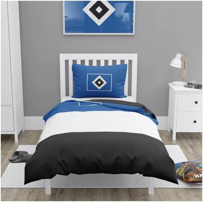 Hsv Hamburger Sv patalynės komplektas Block Stripes 135 x 200 cm 100% medvilnė, užtrauktukas