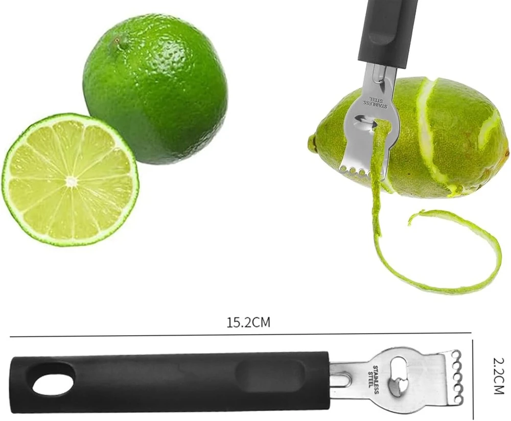 Hsyadazi 2 vnt. citrinų žievelės skutimo įrankių rinkinys - profesionalus citrusinių vaisių skustukas kalkėms, apelsinams ir citrinoms - nerūdijantis vaisių skutiklis su saugos rankena kokteiliams, kepimui ir naudojimui virtuvėje