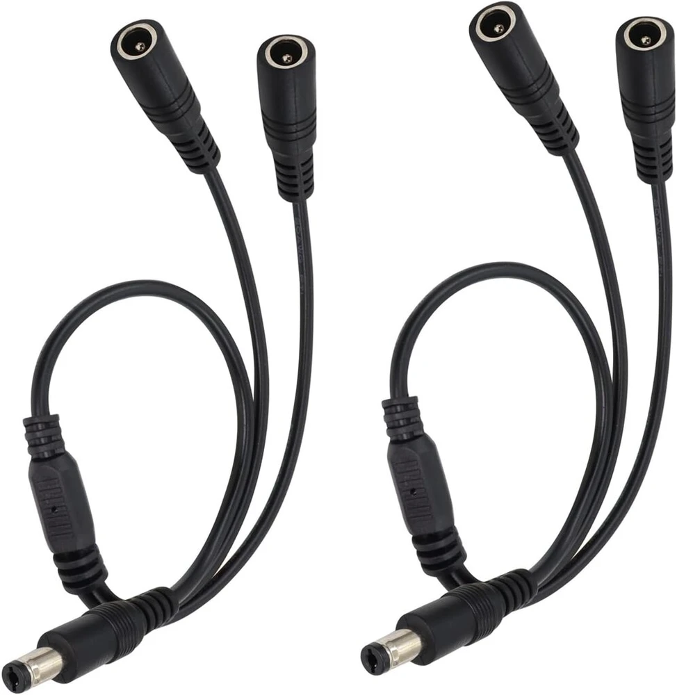 Hualisiji Y kabelio adapteris Dc kabelis 1 į 2 Dc 5,5 mm x 2,1 mm 1 į 2 ilginamasis kabelis Cctv kabelis 30 cm, skirtas stebėjimo įrenginiams, maršrutizatoriams, nešiojamiesiems kompiuteriams, automobiliuose montuojamiems įrenginiams ir kt. (2 vnt.)