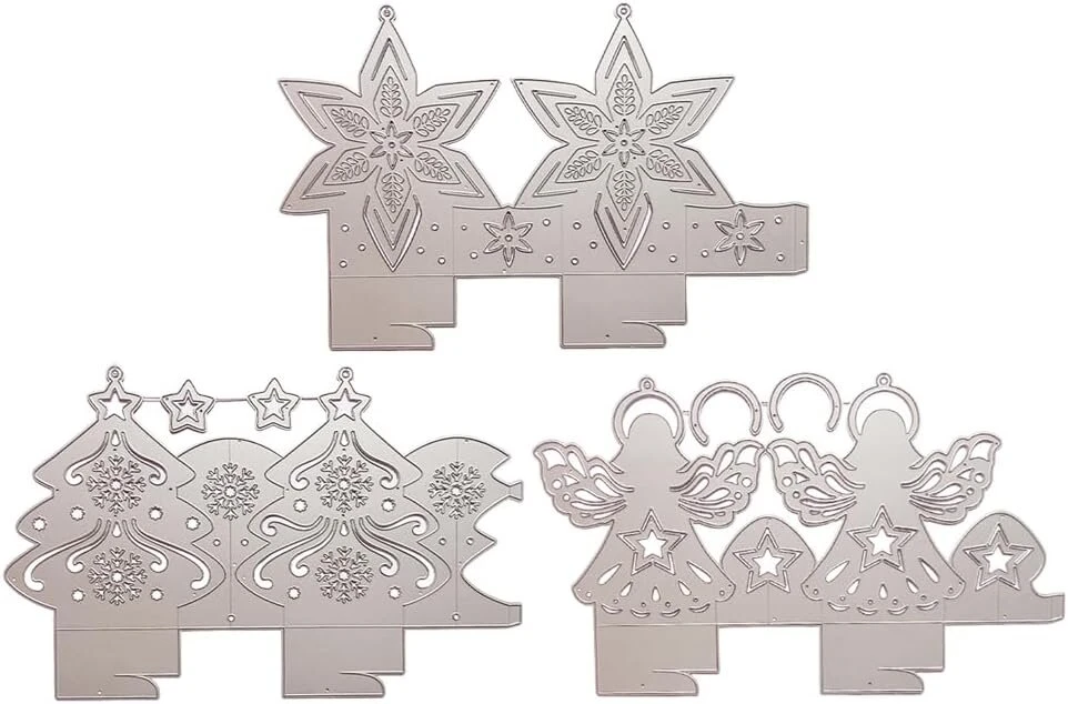 Huamengyuan Trafaretas Kalėdinis 3d pjovimo štampas Kalėdiniai motyvai Diy dovanų gamybai Pjovimo lakštai Reljefinis trafaretas Šokių formos perforatorius Naujųjų metų dekoracijų gamybai Diy dovana