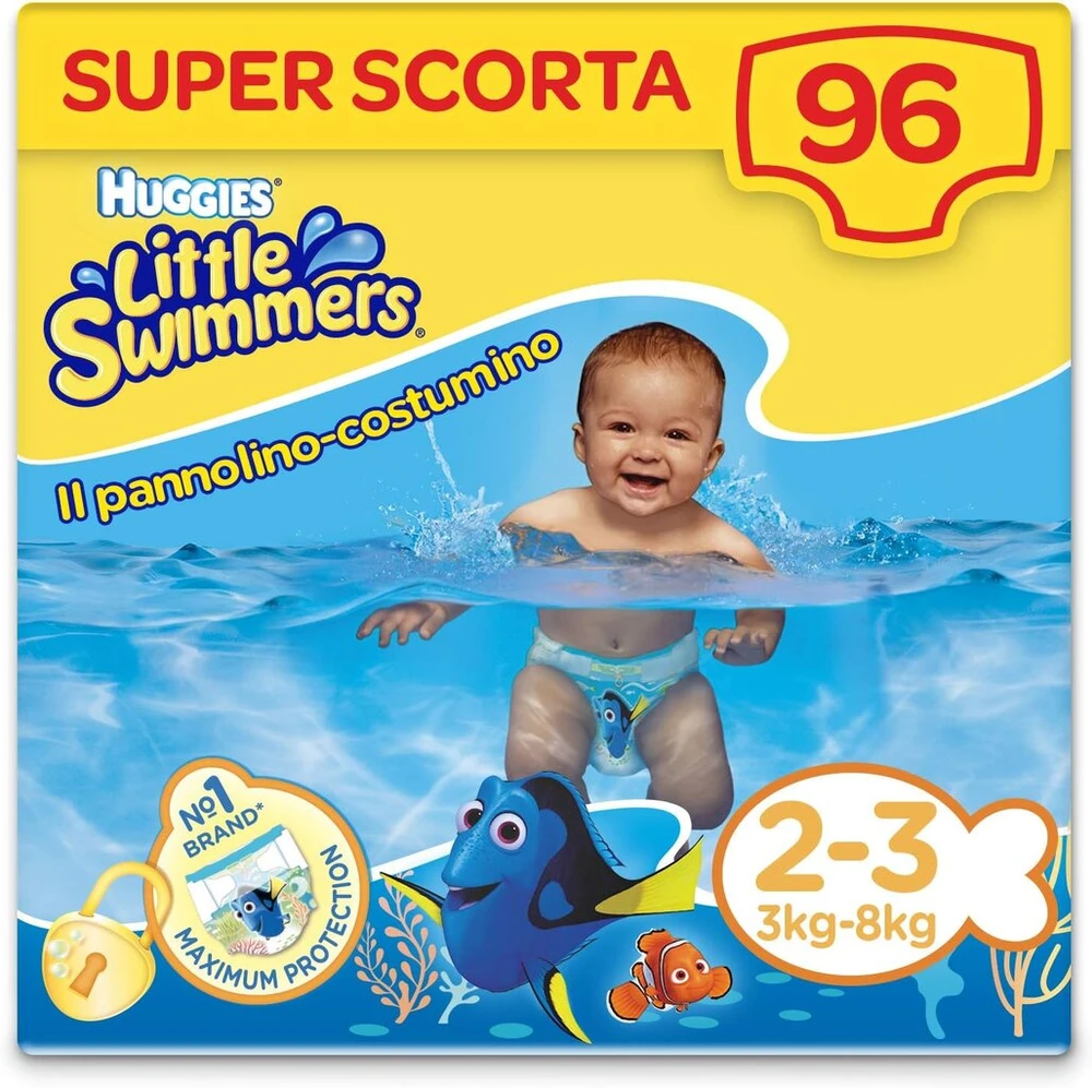 Huggies Little Swimmers sauskelnės dydis 2-3 (3-8kg) 96 sauskelnės