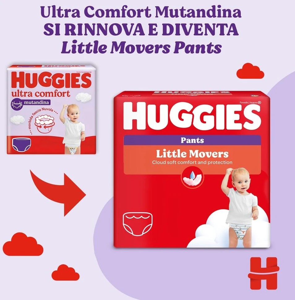Huggies Ultra Comfort kelnaitės sauskelnės 5 dydis (12-17kg) 68 vnt.