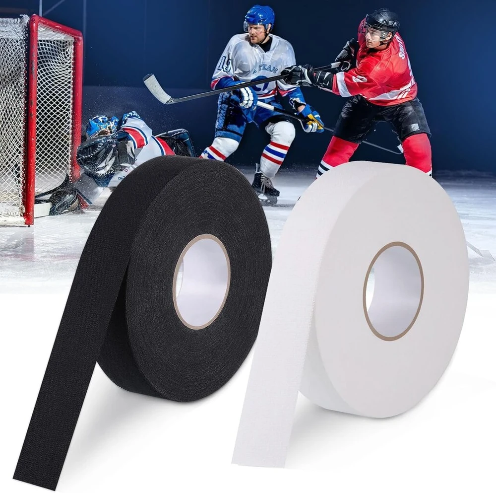 Huiguli raketės juosta, 2 ritinėliai ledo ritulio juostos, 25 m x 25 mm, lipni juosta, sportinė juosta, neslystančios juostos ledo ritulio lazdoms, teniso raketėms, badmintono raketėms, juoda ir balta