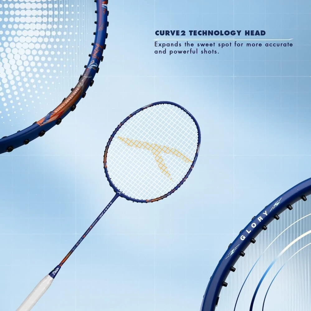 Hundred Glory Limited Edition badmintono raketė su stygomis, unisex, medžiaga: anglies pluoštas, su pilnu raketės dėklu