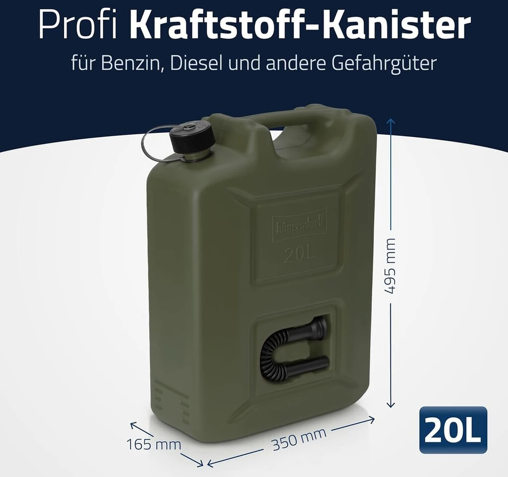 Hünersdorff degalų kanistras, 20 l, alyvuogių spalvos