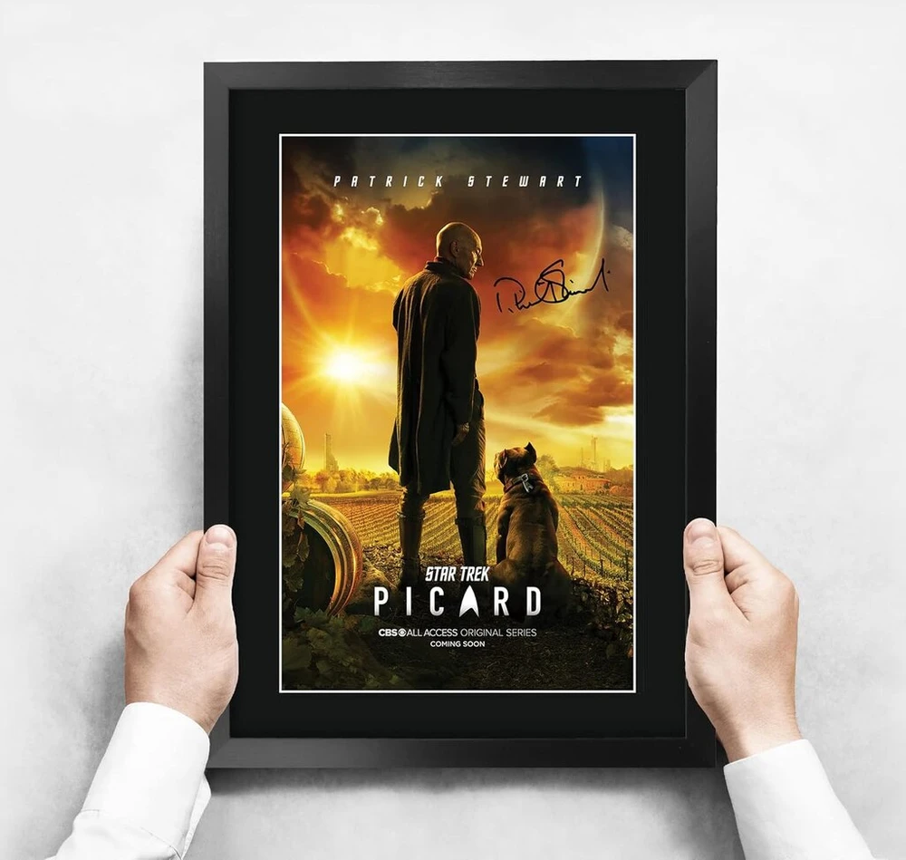 Plakatas Hwc Trading A3 Fr Star Trek Picard Patrick Stewart dovanos spausdintas autografas paveikslas Tv gerbėjų atributika gerbėjams pasirašytas - A3 įrėmintas