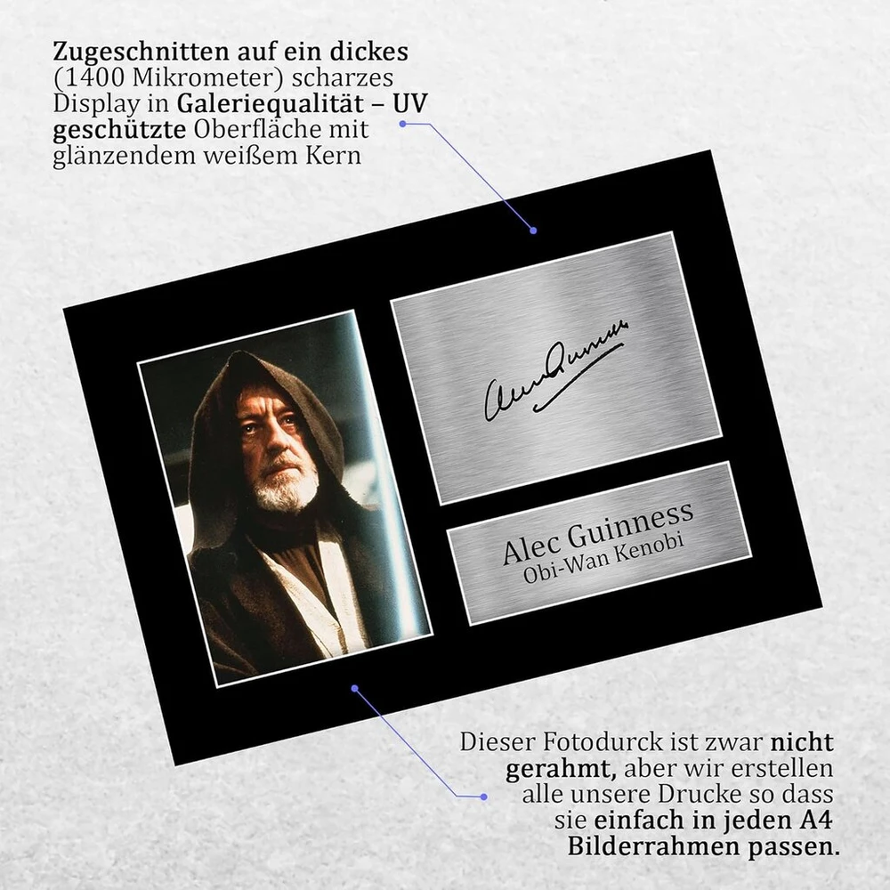 Plakatas Hwc trading alec guinness a4 be rėmelio, pasirašytas spausdintas autografų paveikslėlio nuotraukų ekranas dovana „žvaigždžių karų“ obi-wan kenobi filmų gerbėjams