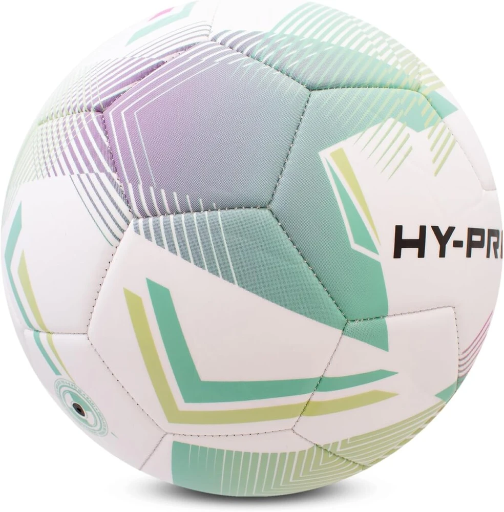 Hy-pro Chevron futbolo kamuolys - rožinis-žalias, 5 dydžio futbolo kamuolys su pvc geresniam sukibimui - idealus treniruotėms ir varžyboms bet kokiomis oro sąlygomis
