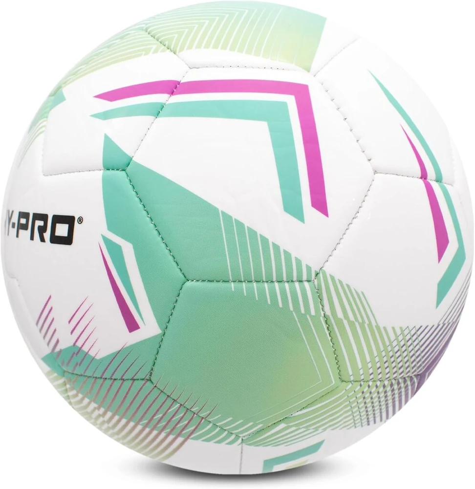 Hy-pro Chevron futbolo kamuolys - rožinis-žalias, 5 dydžio futbolo kamuolys su pvc geresniam sukibimui - idealus treniruotėms ir varžyboms bet kokiomis oro sąlygomis