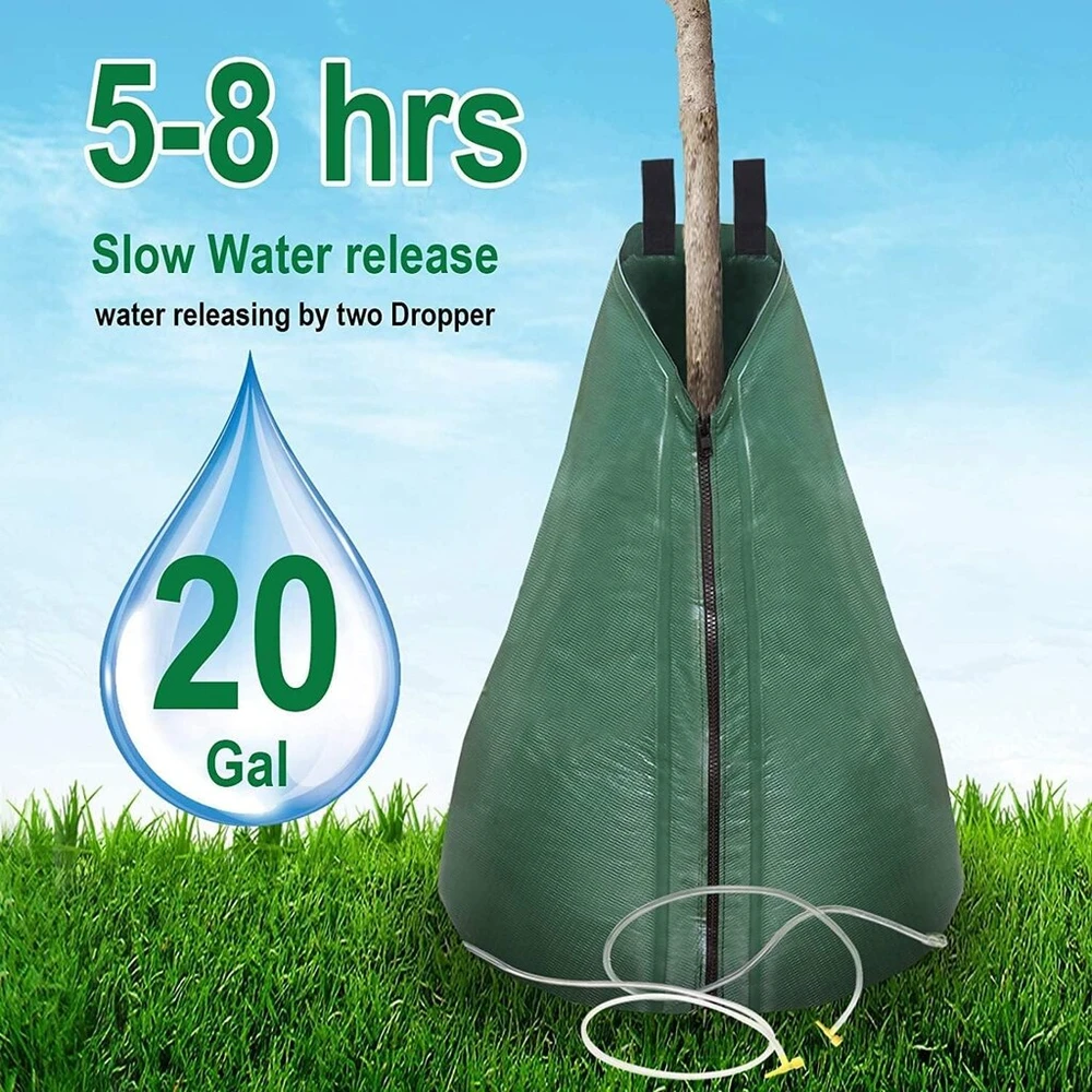 Hydrogarden 2 medžių laistymo maišai ilgalaikei laistymo sistemai | tvirtas 75 litrų vandens maišas, pagamintas iš uv spinduliams atsparaus pvc, augalų atrama karštai vasarai